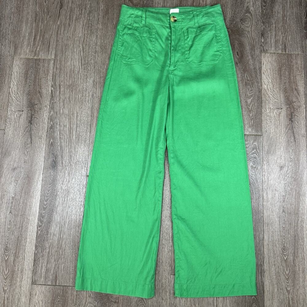 Anthropologie Maeve Colette High Waisted Cropped Wide Leg Linen Blend 28 Tall